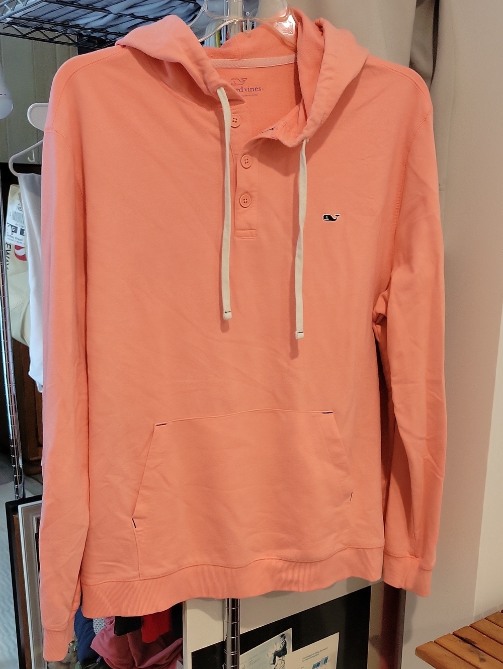 Vineyard Vines Men's Coral Hooded Pullover Sweatshirt